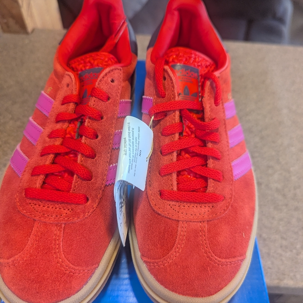 Adidas Gazelle Bold W Women's Red & Pink Suede Platform Sneakers - Picture 2 of 6